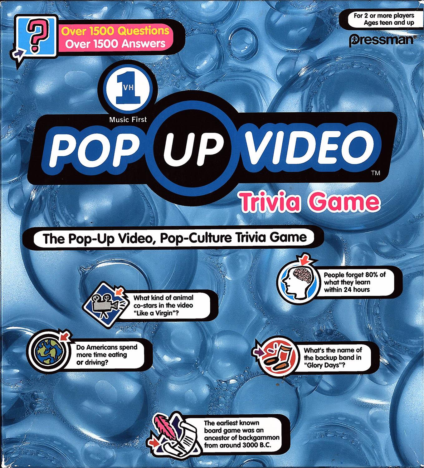Pressman Boardgame VH1 Pop Up Video Trivia Game VG eBay