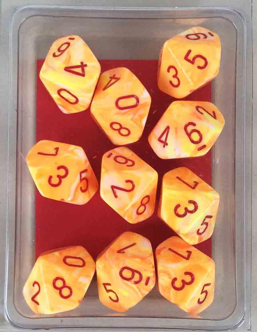 Chessex Festive Dice d10 Sunburst w/Red (10) MINT eBay