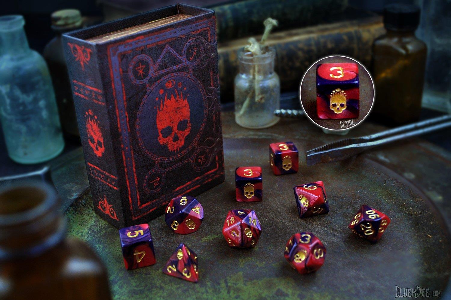 Infinite B Elder Dice Polyhedral Dice Set Red & Black w/Mark of the