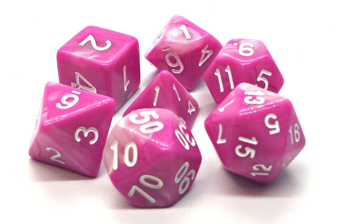 Old School Dice Vorpal Dice Poly Set Pink & White w/White (7) New eBay