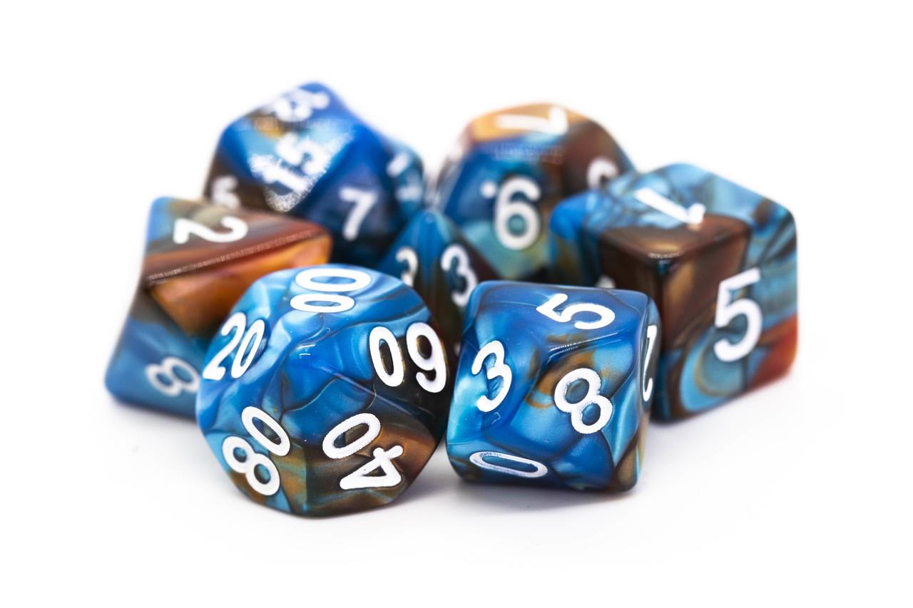 Old School Dice Vorpal Dice Poly Set Teal & Brown w/White (7) New eBay