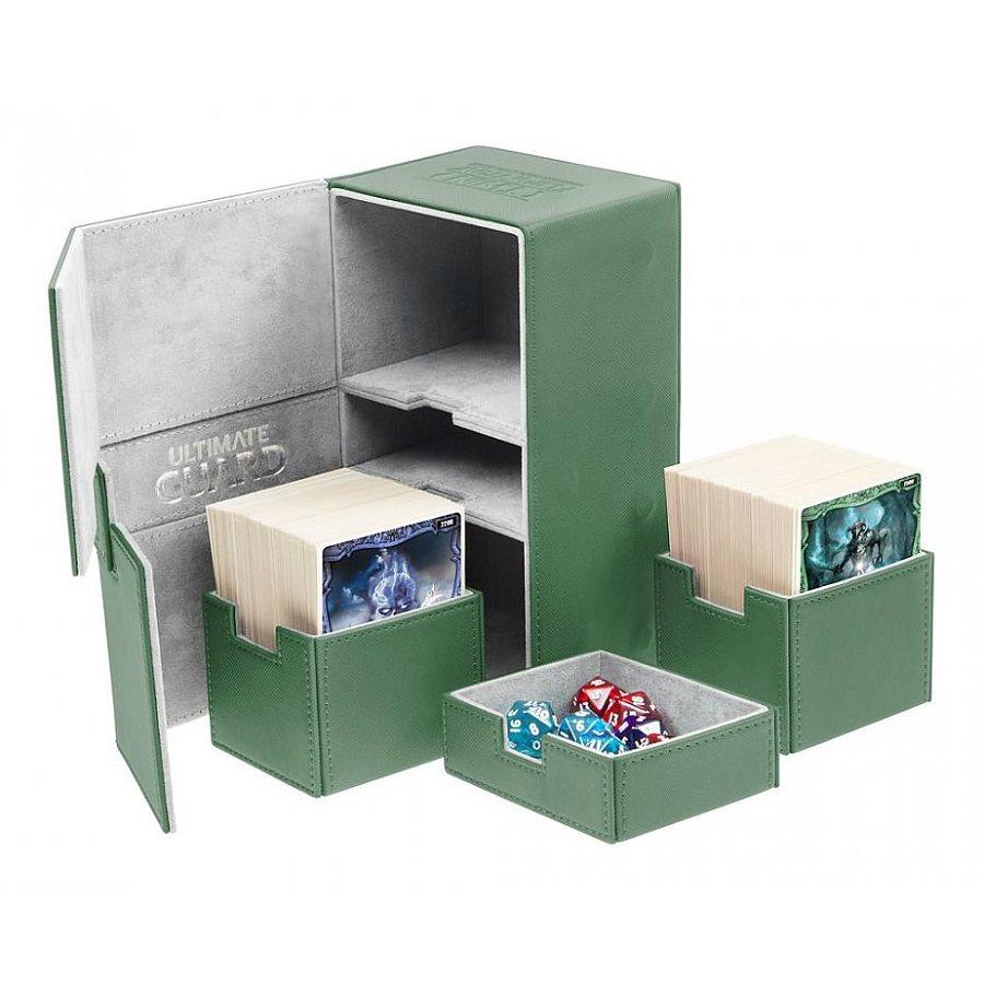Ultimate Guard Deck Box Twin Flip Deck Box w/Tray XenoSkin, Green