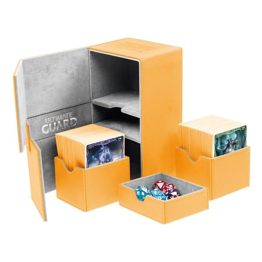 Ultimate Guard Deck Box Twin Flip Deck Box w/Tray XenoSkin, Amber