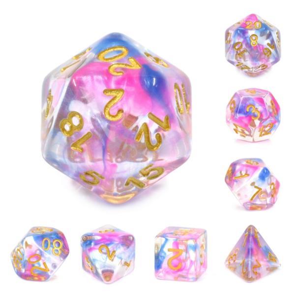 Foam Brain Games Dice Poly Set - Morning Glory w/Gold (7 ...
