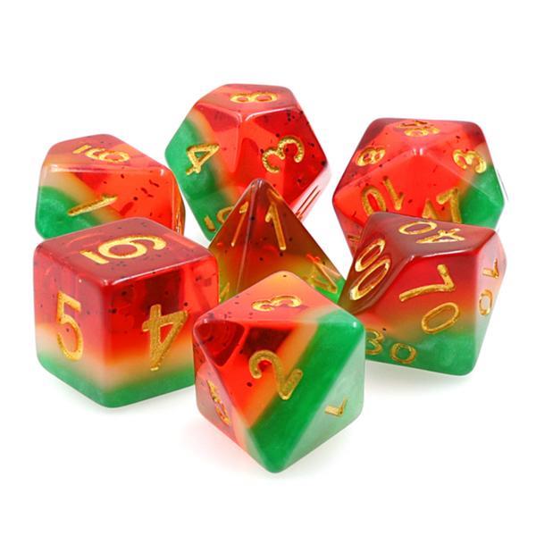 Foam Brain Games Dice Poly Set - Watermelon w/Gold (7) New ...